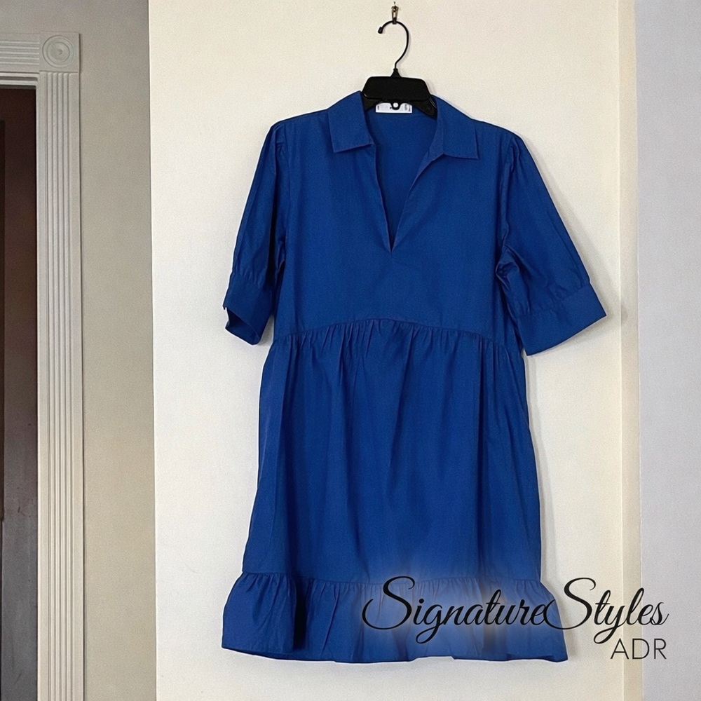 MNG Elegant Blue Midi Dress – Size Small